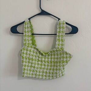 Urban Outfitters Green Houndstooth Crop Top – Size Small